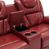 Home Theater Seating Manual Recliner Loveseat with Hide-Away Storage, Cup Holders and LED Light Strip for Living Room, Wind Red