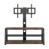 Wooden Storage Tv Stand Black Tempered Glass Height Adjustable Universal Swivel Entertainment Center With Mount TV Stand