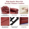 Home Theater Seating Manual Recliner Loveseat with Hide-Away Storage, Cup Holders and LED Light Strip for Living Room, Wind Red