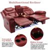 Home Theater Seating Manual Recliner Loveseat with Hide-Away Storage, Cup Holders and LED Light Strip for Living Room, Wind Red
