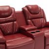 Home Theater Seating Manual Recliner Loveseat with Hide-Away Storage, Cup Holders and LED Light Strip for Living Room, Wind Red