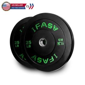 Olympic Weight Plates, Rubber Bumper Plates, 2 Inch Steel Insert 25lb Bundle Options Available for Home Gym Strength Training, Weightlifting (Color: as picture)